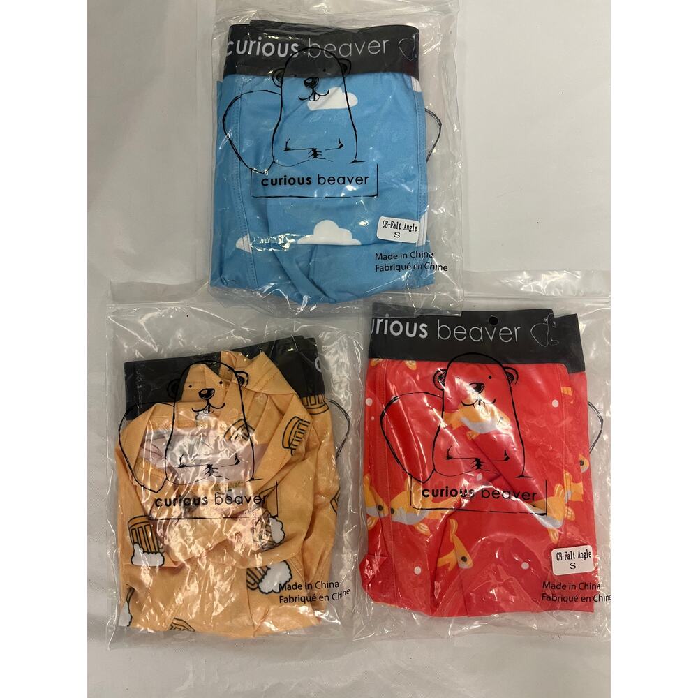 Curious beaver Lot of 3 Underwear Trunk Boxer Briefs Size S - NEW - FUN Graphic